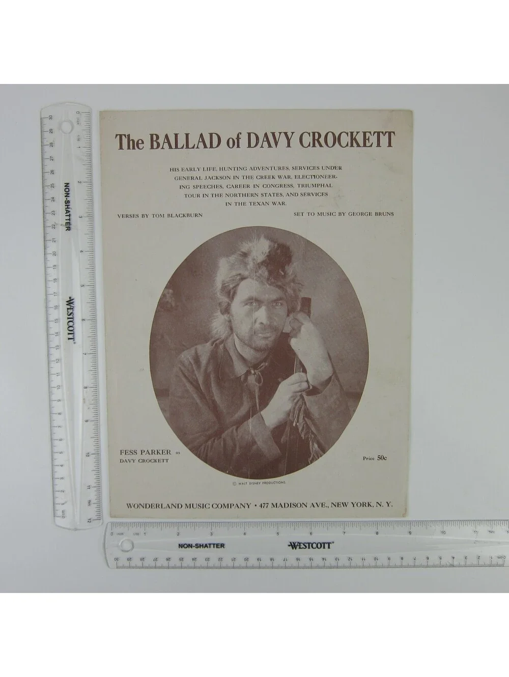 Sheet Music The Ballad of Davy Crockett Tom Blackburn George Bruns Vintage 1954